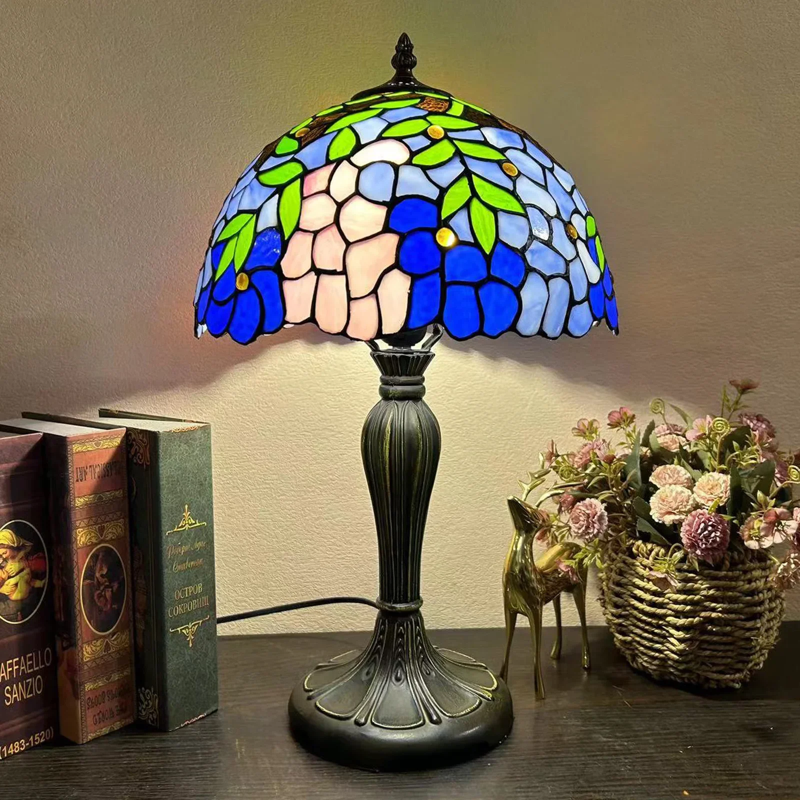 12 Inch 30cm Retro Manual Stained Glass Lampshade Tiffany Table Lamp