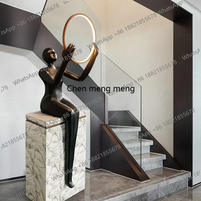 h178Creative light luxury sitting figure sculpture,hotel home furnishing in the sales officehumanoid ornament in the exhibition