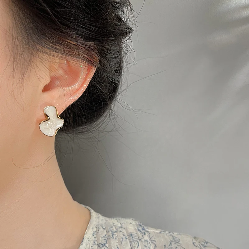 Real 925 Sterling Silver Dripping Glazed Irregular Folds Clouds Stud Earrings For Women 18K Gold Small Niche Advance Accessories