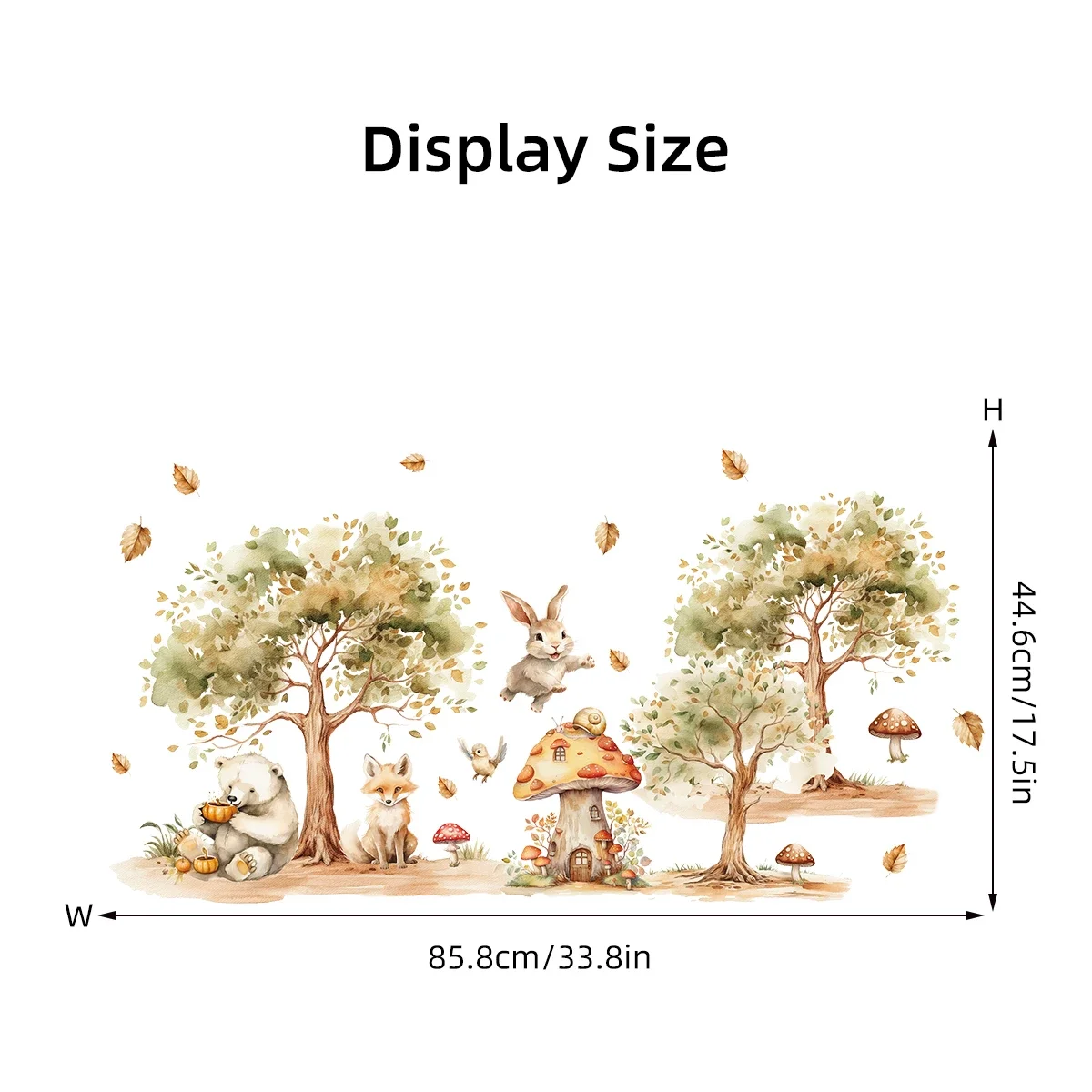 2Pcs Rural Tree Fox Rabbit Bear Wall Stickers Baby Room Decor for Home Decoration Essentials Kids Room Wall Decals Living Room