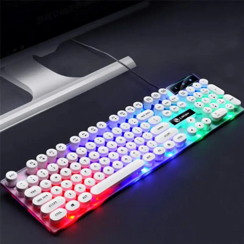 Gtx300 Keyboard and Mouse Set Punk Retro Simulation Mechanical Keyboards Backlit USB Wired 104 keys Suspension Gaming Keypad Set