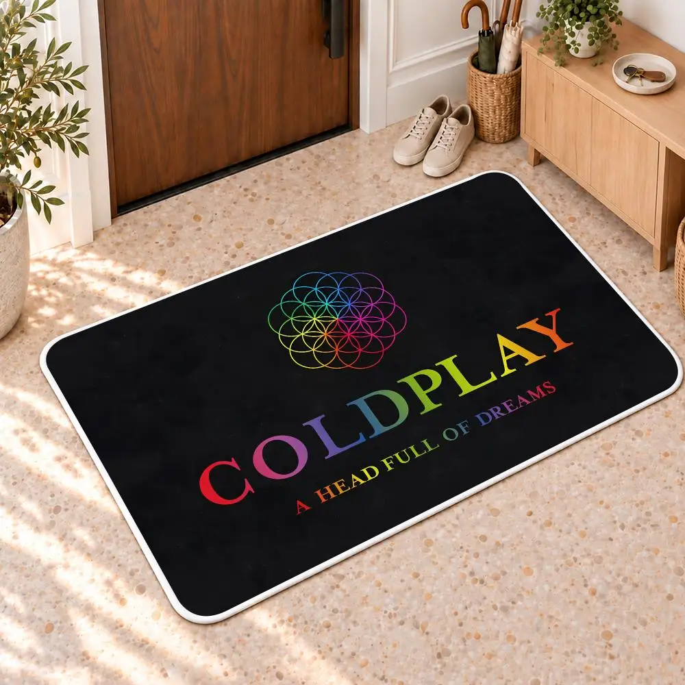 C-Coldplay Rock Cool Band Floor Mat Flannel Rug Soft Non Slip Door Mat For Bathroom Bedroom Kitchen Living Room Home Decor
