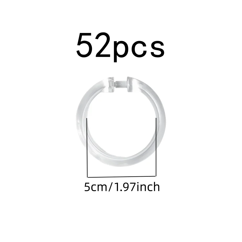 52 pcs O-Shape Drapery Rings, Moisture Environment, Waterproof Rust Proof, Smooth Glide Design, Multipurpose