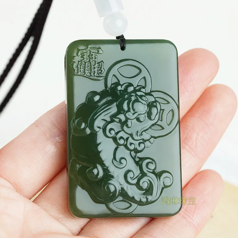 Xinjiang Hetian jade brand Pixiu pendant for men and women Ping An brand jade pendant pendant to attract wealth and treasure pen