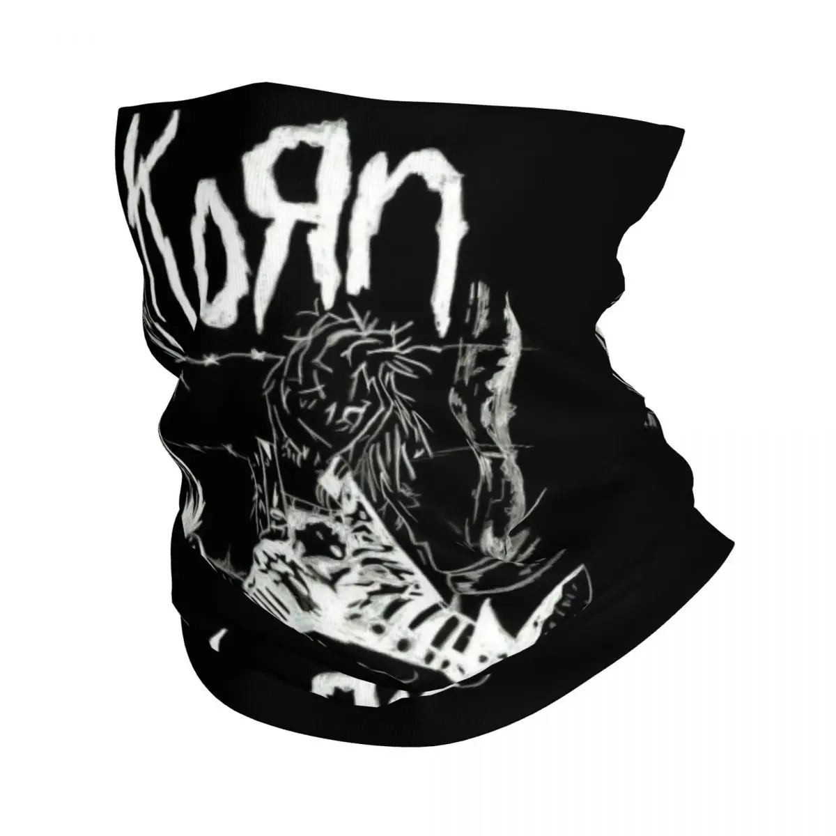 

Пользовательские Nu Metal Rock Band Korns Bandana, зимняя теплая повязка на шею, женский ветрозащитный шарф для лица для пеших прогулок, гетры, повязка на голову