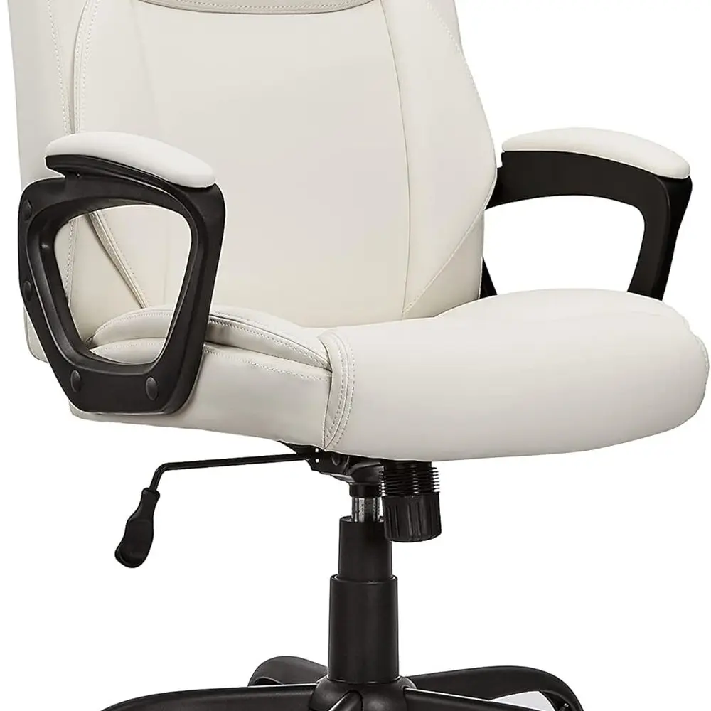 

Mid-Back Ergonomic Padded Office Chair with Adjustable Height and Armrests, Cream, 26 x 23.75 x 42