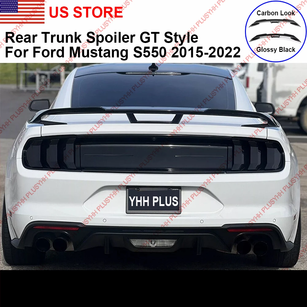 Mustang S550 Heckspoilerflügel GT-Style für Ford 2015–2022, Zubehör, glänzendes Schwarz/Carbon-Look,