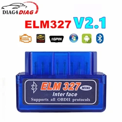 Super ELM327-herramienta de diagnóstico OBD2, escáner con Bluetooth V2.1, BT ELM 327, OBD II, IOS, lector de código de protocolo OBD, Mini ELM327 2,1