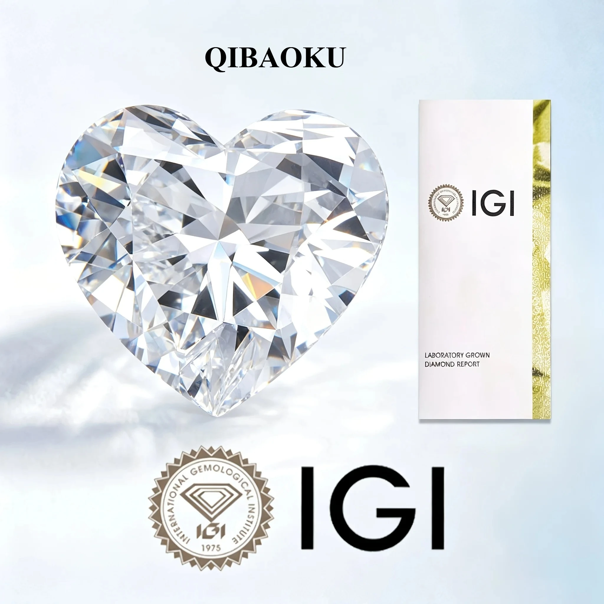 QIBAOKU 1CT Heart Shaped Lab Grown Diamond Multiple Styles of Heart Shaped Lab Grown Diamonds IGI Certificate Wholesale 2026
