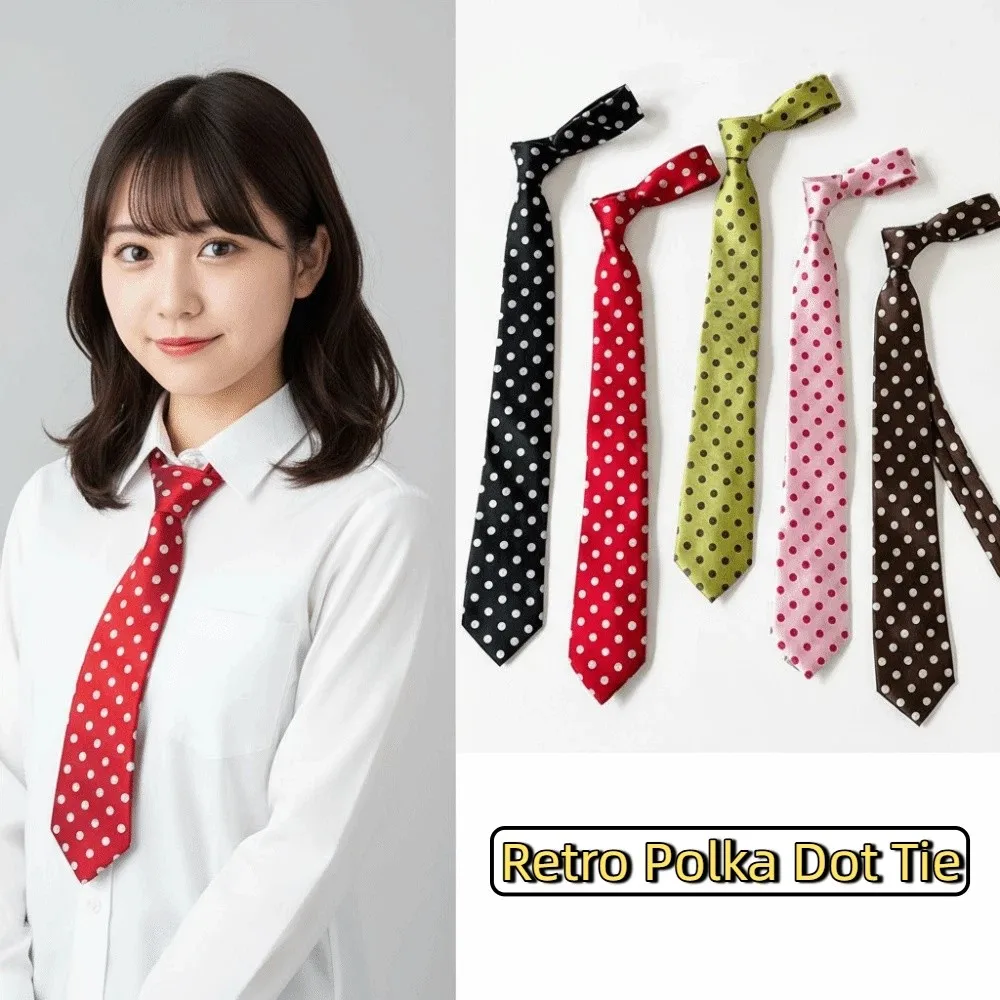 

Simple Korean Leopard Print Necktie Long Printed Polka Dot Tie Wave Point Sweet Belt Accessories Uniform Suit