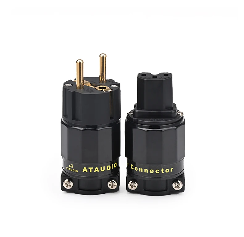 ATAUDIO Ein Satz HiFi-Netzstecker für DIY-Stromkabel, männlich und weiblich, Netzstecker, rhodiniert/vergoldet/kupferbeschichtet, EU-US-Audiostecker 7