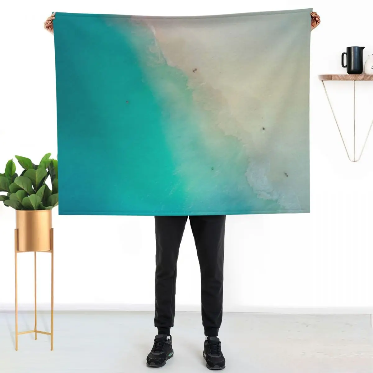 

Turquoise Beach Throw Blanket Cozy Microfiber Throw Blanket for Home Bedroom