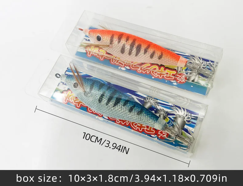 ShareShark 5/10 Stück Leuchtende Holz-Garnelen-Tintenfisch-Haken 10cm/10g Horizontale Garnelen-Angelköder Künstlicher Rundbauchköder – Detail 13