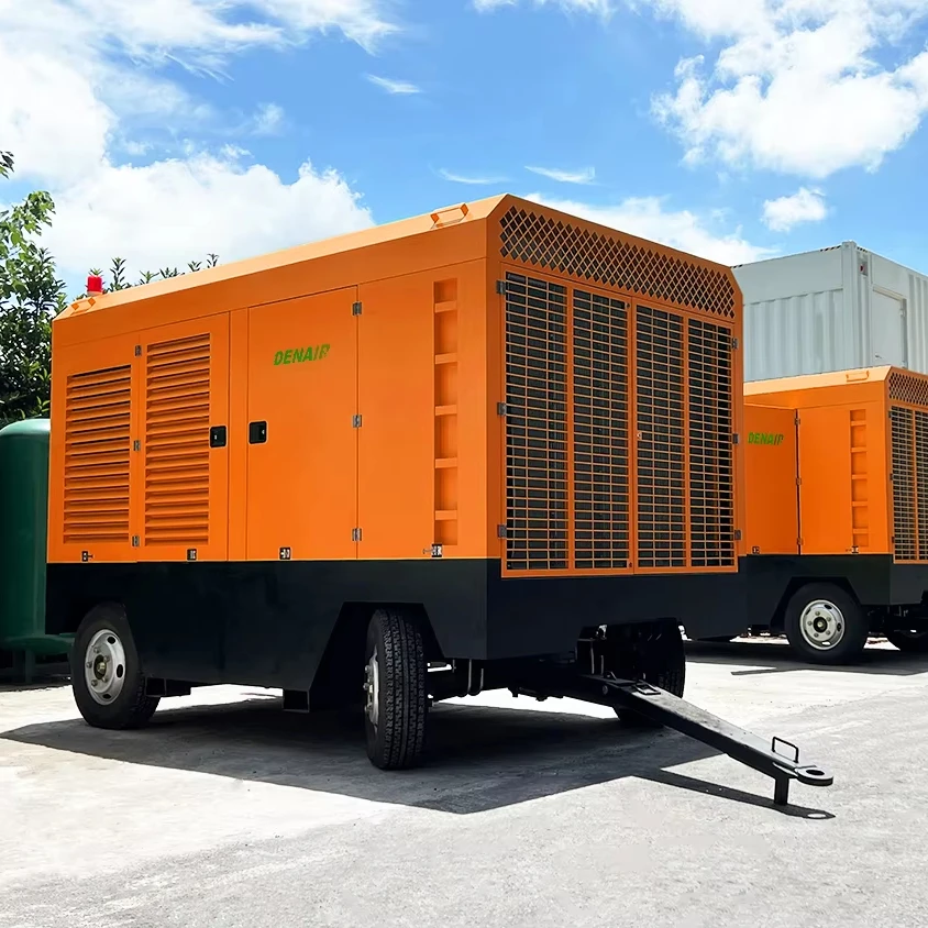 Air Compressor Machine Rotary Type Portable 185 Cfm for Construction