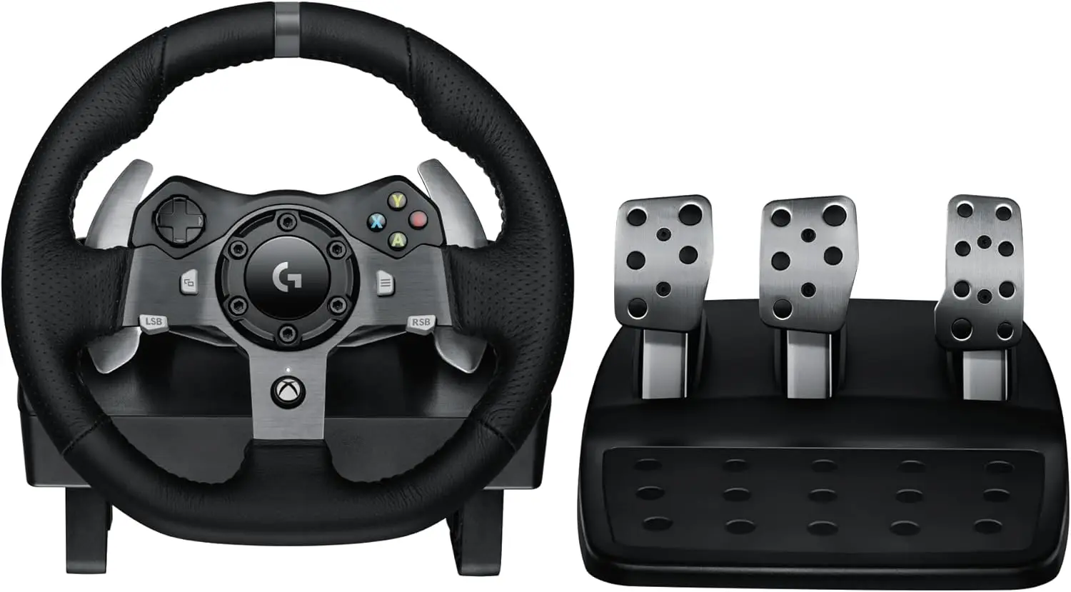 G920 Driving Force Racing Wheel and Floor Pedals, Real Force Feedback, Stainless Steel Paddle Shifters