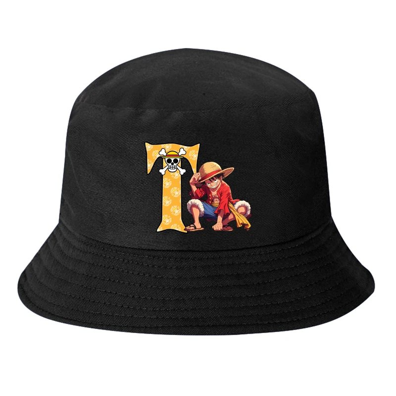ワンピースルフィ手紙 A-Z バケツ帽子漫画アニメ子供少年パナマキャップ夏男性屋外日焼け防止漁師日よけ帽子