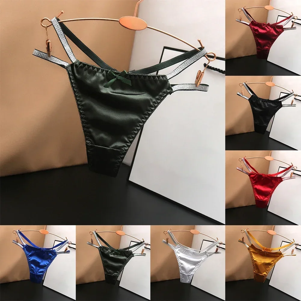 Strings soyeux pour femmes, lingerie Tback Gstring, culotte basse, sous-vêtements, excellente élasticité pour un ajustement parfait