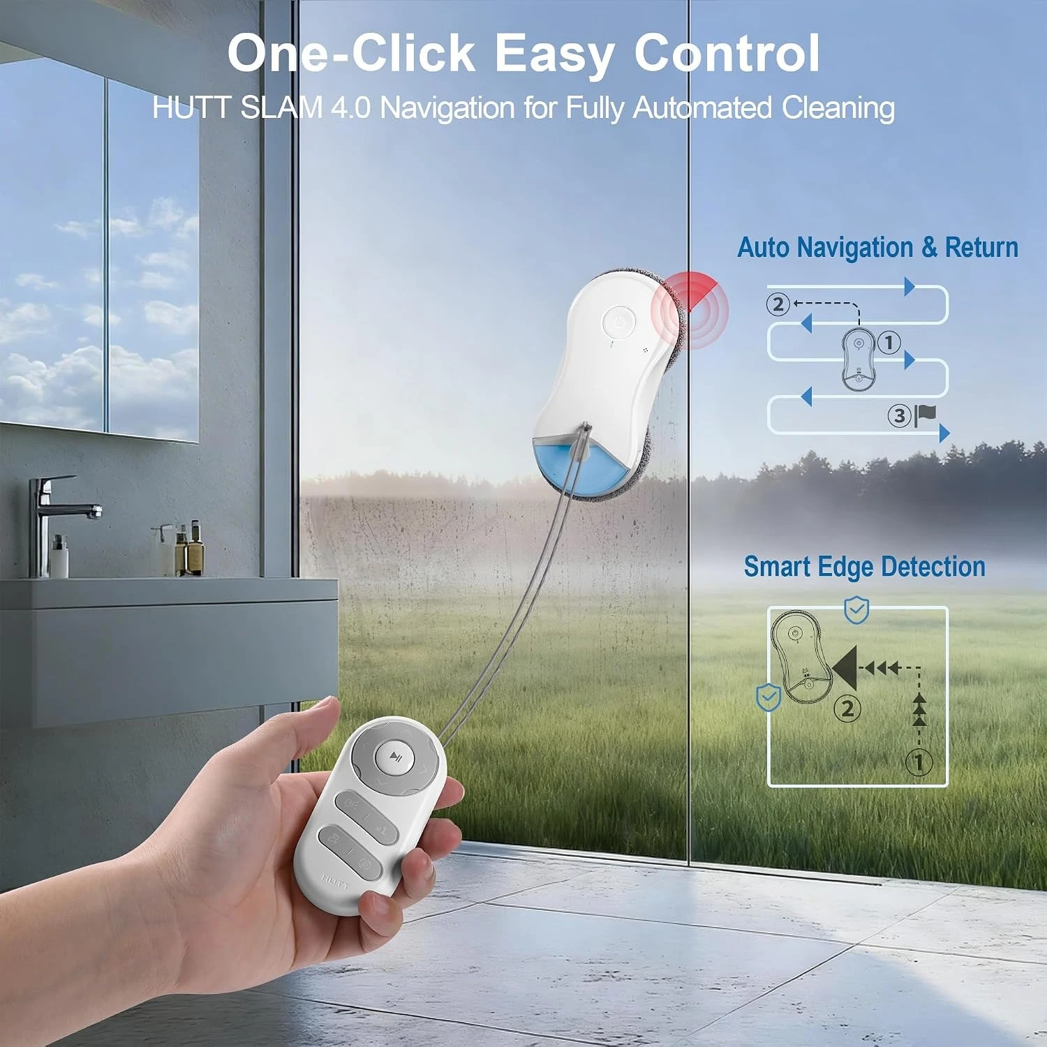 2026 New Upgrade S55 Pro Window Cleaning Robot, 3D Floating Pads, Up To 6500Pa Suction, HydroJet Pump Spray, SLAM 4.0 Navig