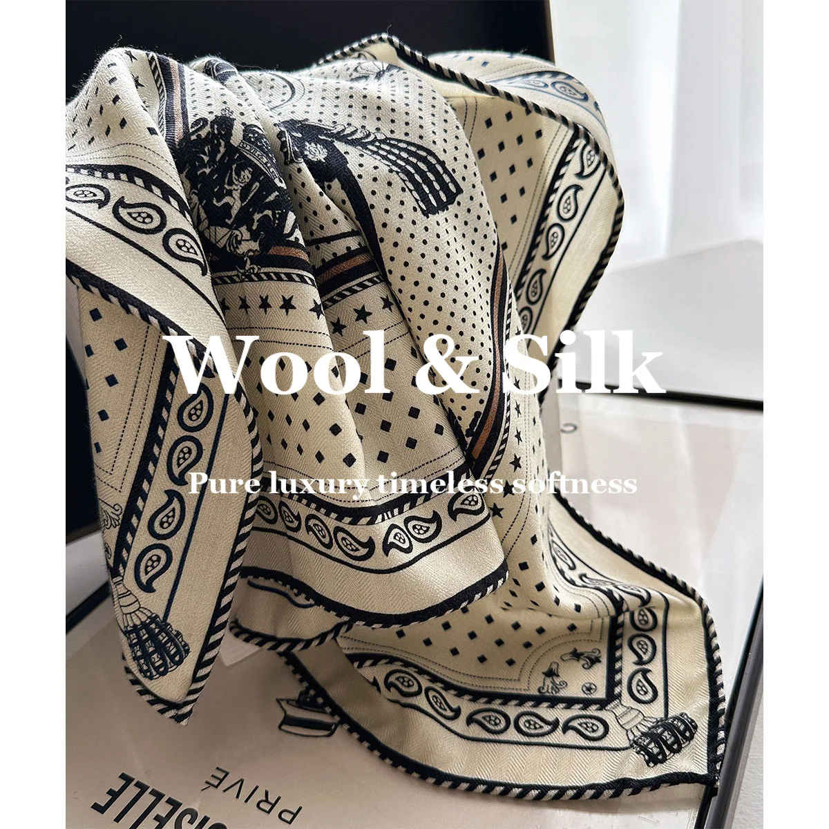 

Шарф-платок из 82% шерсти и 18% натурального шелка, женская шаль, высококачественные шарфы, роскошная пашмина, пончо, повязка для волос, головной платок, буфанда