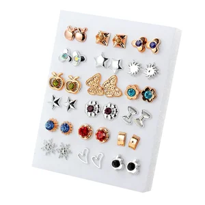 18 pasang / set Set Anting-Anting Pejantan Hati Bunga Mutiara Enamel Sliver Emas untuk Wanita Anting-Anting Kupu-Kupu Plastik Hadiah Perhiasan Gaya Campuran 10 suvenir kupu-kupu dengan penjualan terbaik - №
