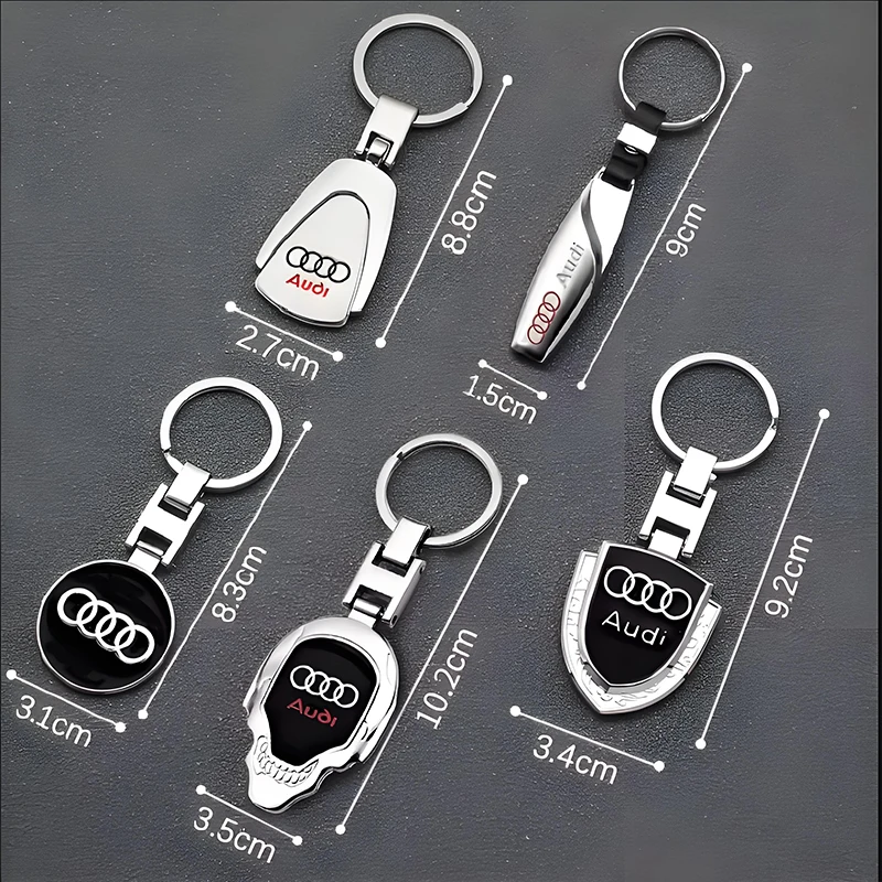 Auto in pelle 3D metallo Styling portachiavi Badge portachiavi anelli catena accessori Audi A3 A4 A6 A5 A7 8P Q5 Q3 Q7 6B TT RS3 RS4 RS5 RS