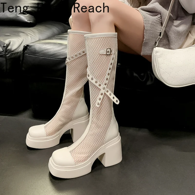 High Appearance Level Thick Bottom Thin Mesh Temperament Foreign Style Comfortable Non-slip Breathable Fashion Boots for Women