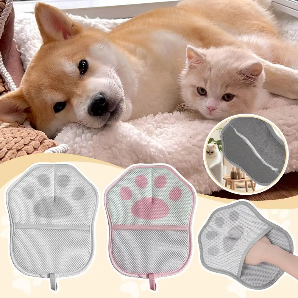 Guantes para quitar el pelo de mascotas con forma de pata de gato, cepillo para eliminar el pelo de mascotas para sofá, alfombra, ropa, guantes para el cuidado de mascotas, suministros de limpieza