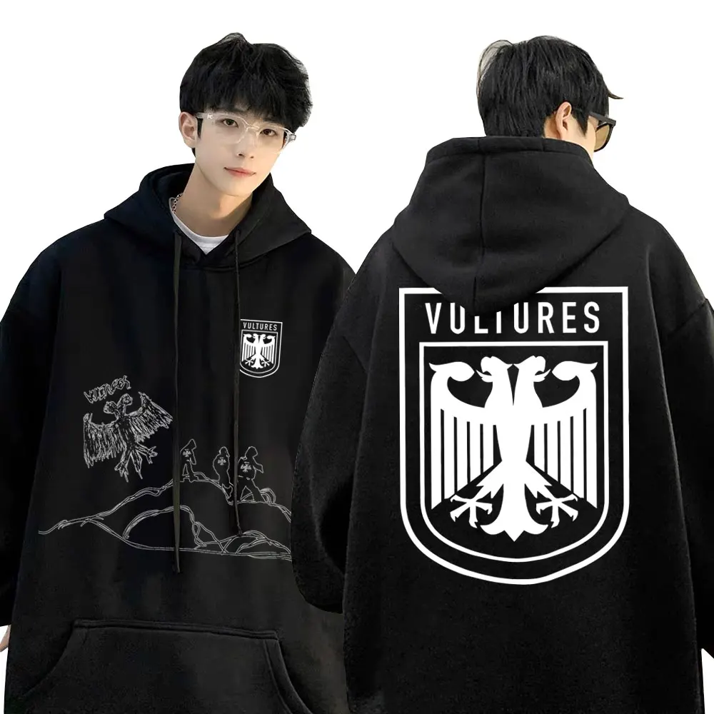 

Rapper Kanye West Vultures Double Sided Print Hoodie Men Hip Hop Harajuku Sweatshirt Streetwear Male Vintage Oversized Hoodies