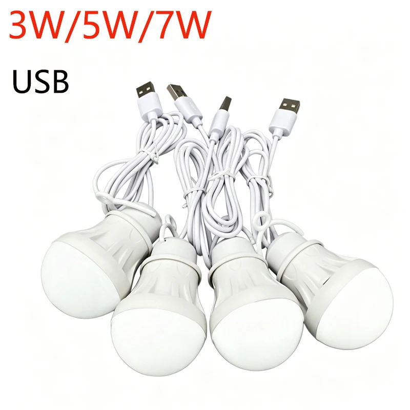 3/5/7W Portable Lantern Camp Lights 5V USB Emergency Bulb Hanging Tent Lamp for Work Fishing Repair Out Door Camping Equipment