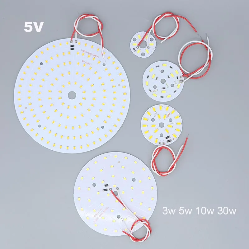 3W 5w 10w 30w Runde LED Chip Perle warmweiß Lampe Lichter Draht 5V Platine Glühbirne Runde Lichtquelle Durchmesser 32MM 50mm 14mm M20