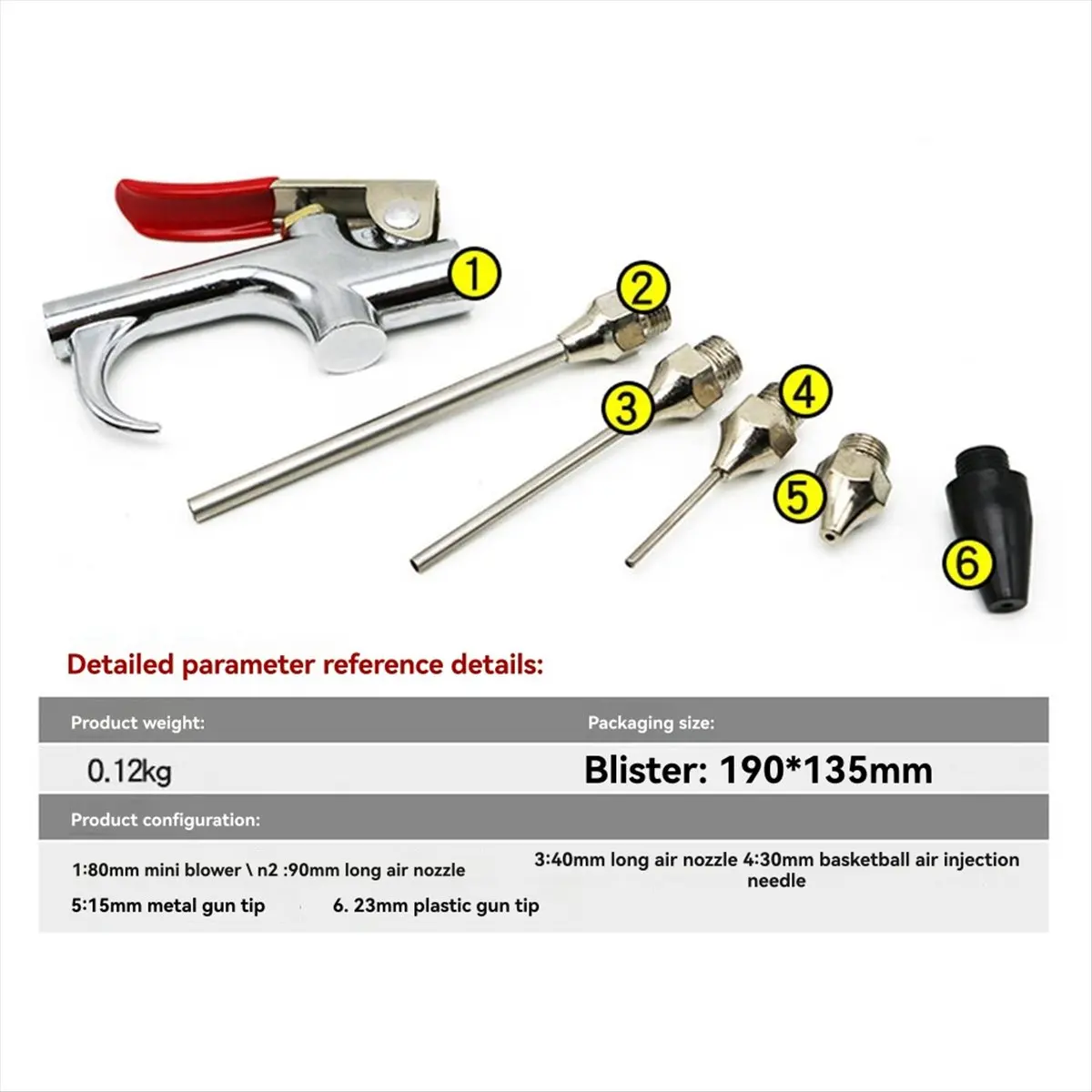 A50U 5pc Air Blow Apparatus Accessory Kit,Connection Air Nozzle Blow Set Zinc Alloy Air Machine Compressor Blower Tool Kit