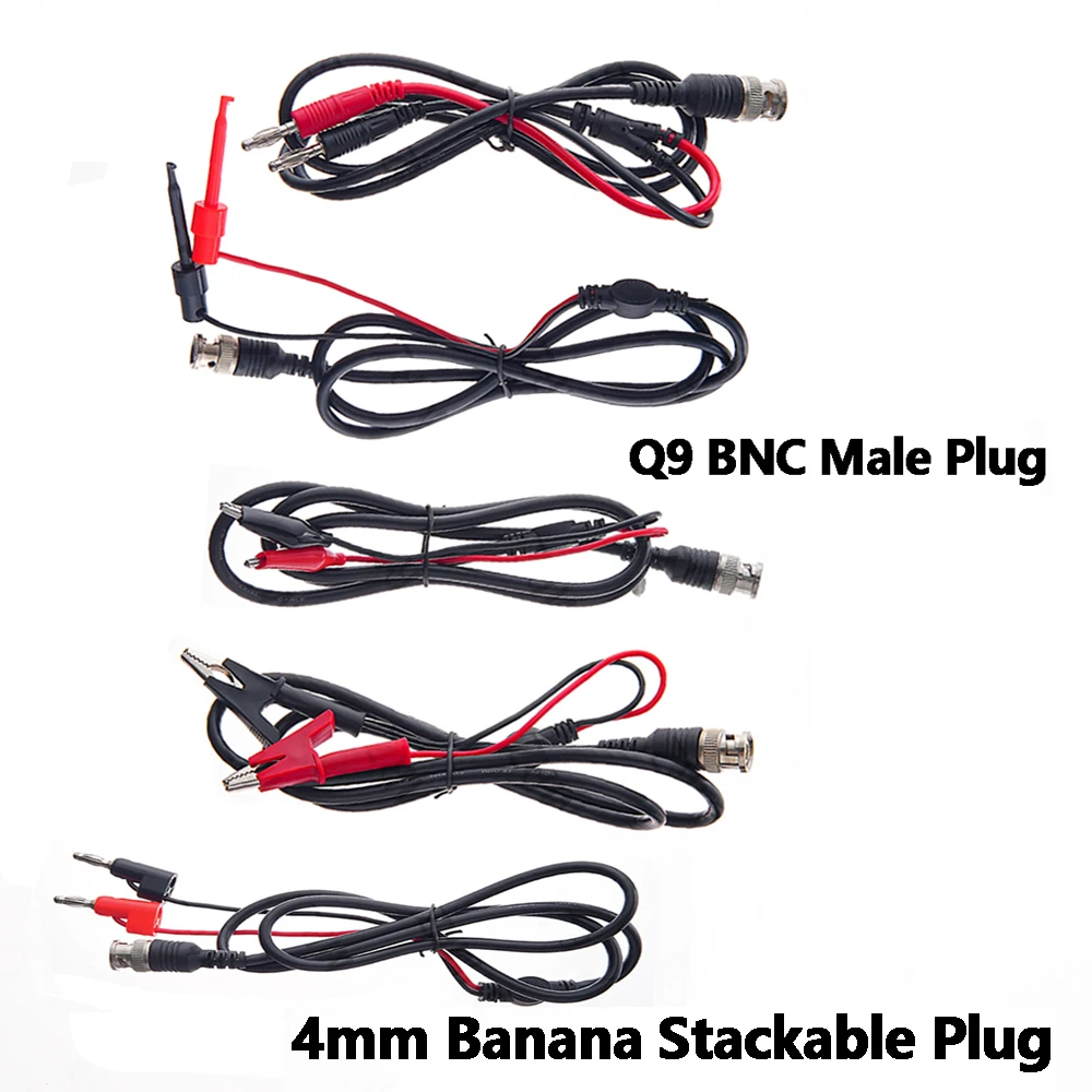 1PCS Q9 BNC Male Plug 50ohm RF Coaxial to 4mm Banana Stackable Plug Testing Mult Cable Cord Crocodile clip Lead Probe  4MM plug