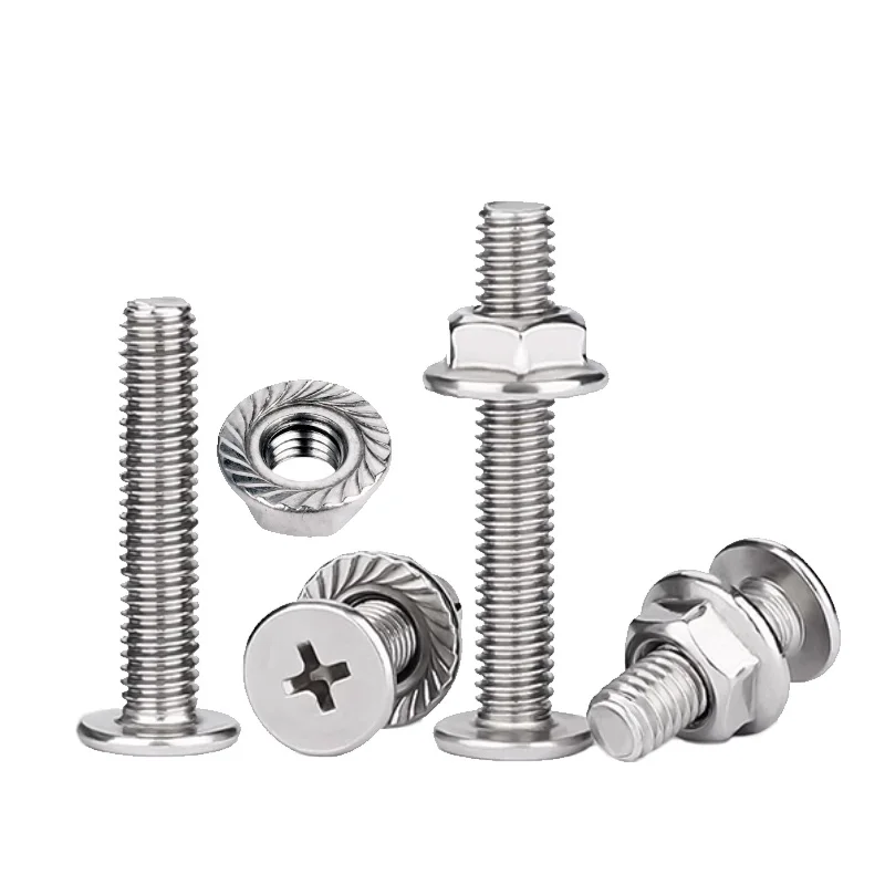 304 Stainless Steel CM Ultra-Thin Cross Flat Head C Large Flat Heads Screw Flange Nut Combination Screws Nuts Set M3-M6 10-20PCS