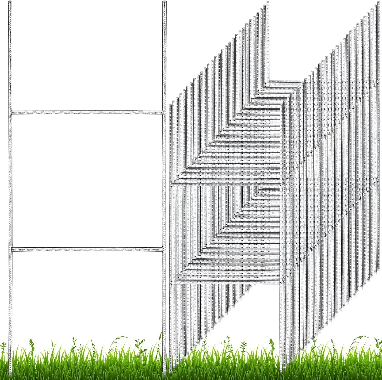 200 Pcs H Stake for Yard Sign 24'' x 10'' Metal Heavy Duty H Frame Lawn Wire Stake Metal Sign Holder Bulk for 250 Anniversary US