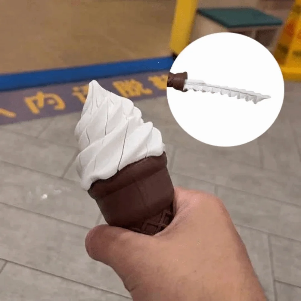 Creative Ice Cream Retractable Toy Realistic Simulation 3D Printed Ice Cream Cone Toy Stretch-Out Waffle Cone Novelty Funny Toys