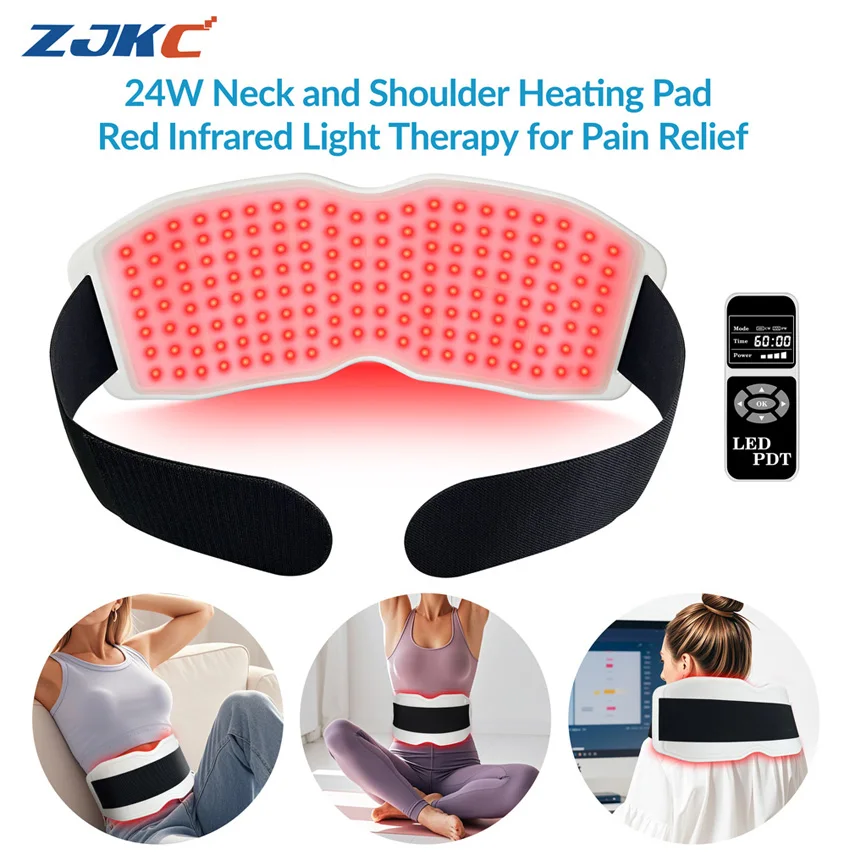 

ZJKC 660nm 850nm 940nm Led Infrared Red Light Treatment Heating Pad Belt Phototherapy for Waist Shoulder Back Pain