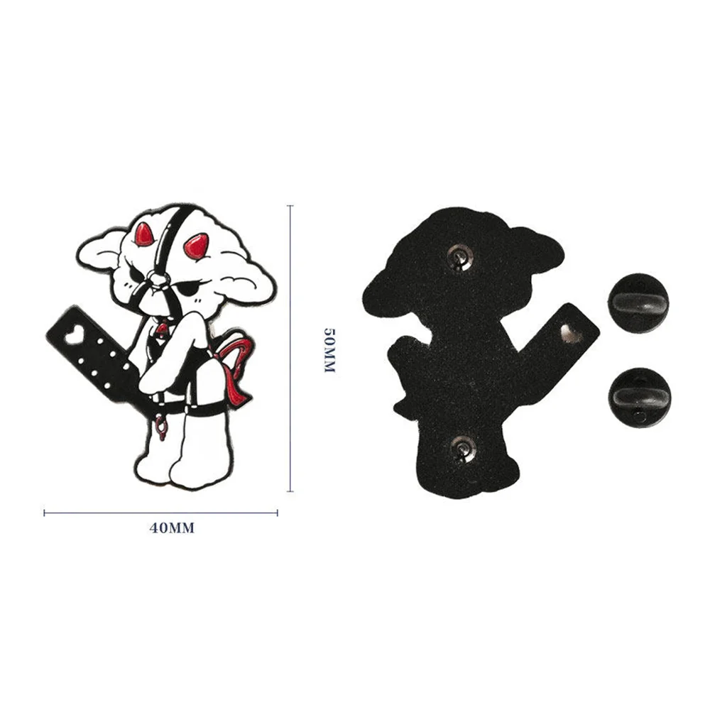 Gothic Dark Aesthetic Cartoon Lamb Enamel Pin Cute Devil Horns Sheep Decorative Straps Lapel Pin Fashion Gift