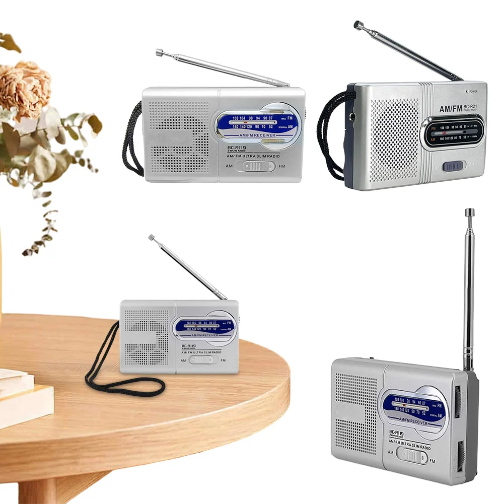 

Миниатюрное винтажное радио на батарейках, AM/FM, двухдиапазонное, с чистым звуком, телескопической антенной, портативное, подарок для пожилых людей