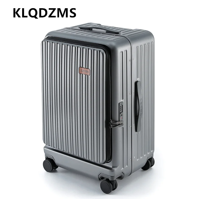 KLQDZMS Laptop Suitcase Front Opening Boarding Box USB Charging Trolley Case 20