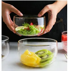 High temperature resistant glass bowl, transparent and minimalist salad bowl, fruit bowl, yogurt cereal breakfast bowl
