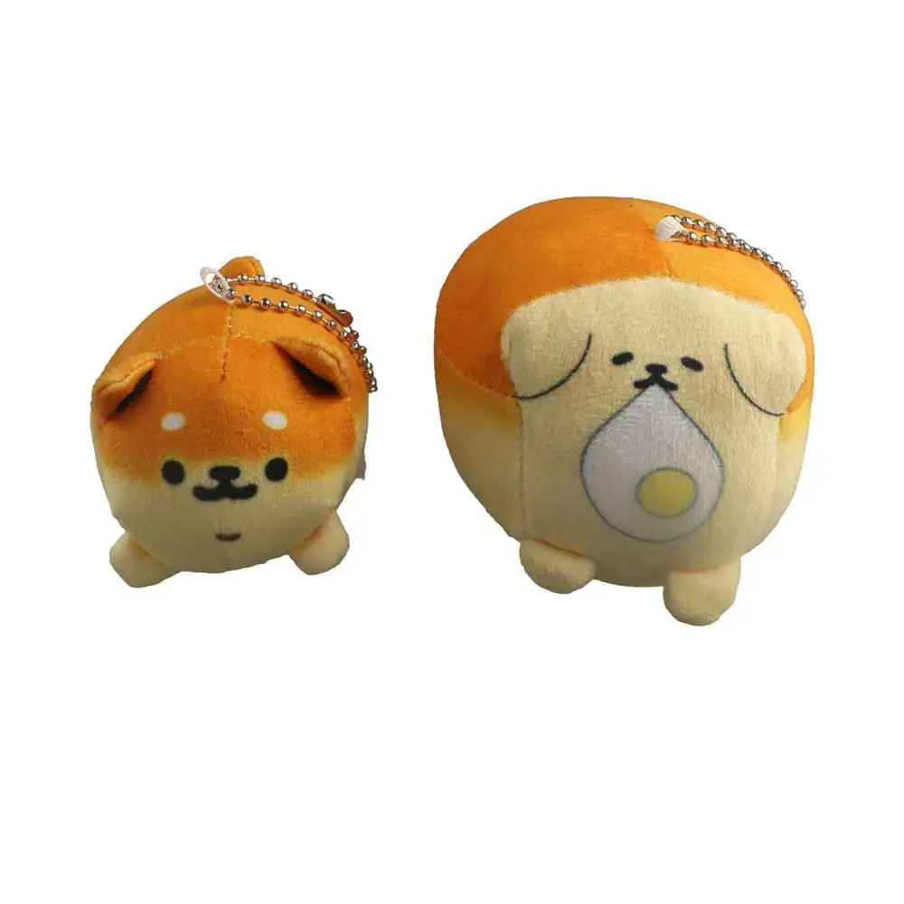 Toast Cute Bread Dog Key Chain Plush Bag Charms Plush Animal Pendant Car Key Keyrings Shiba Inu Cartoon Plush Doll Women