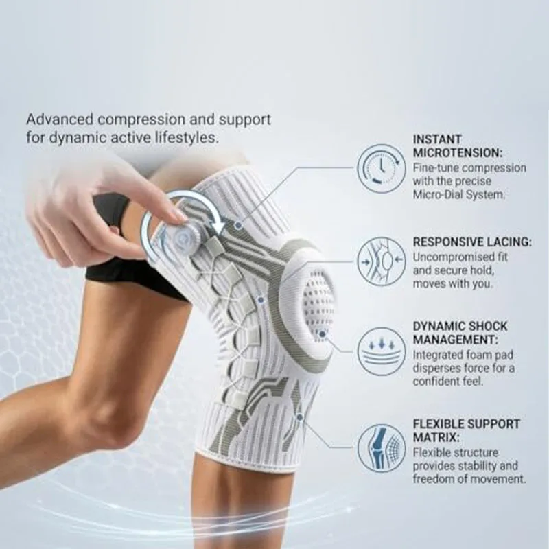 Smart Knob Knee Brace Patella Gel Pad Lateral Stabilizer Meniscus Basketball Football Sports Compression Fitness Unisex