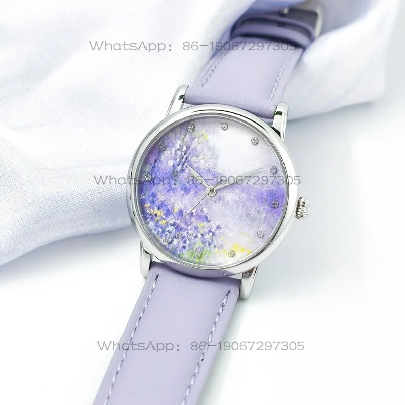 Purple Iris Oil Painting Watch Ladies Quartz Watch