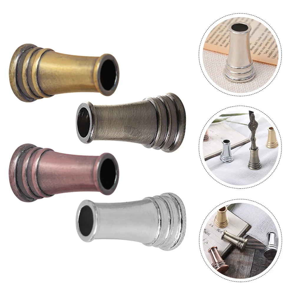 

4Pcs Steel Pen Holder Vintage Metal Desktop Stand for Fountain Quill Dip Pen Elegant Office Storage Display Quill-Pen Support