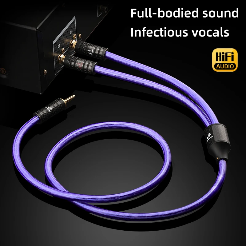 HiFi OCC Sterling Silver Plated 4.4mm/2.5mm to Y Splitter 2RCA Noise Free Audio Cable for Amplifier Speaker