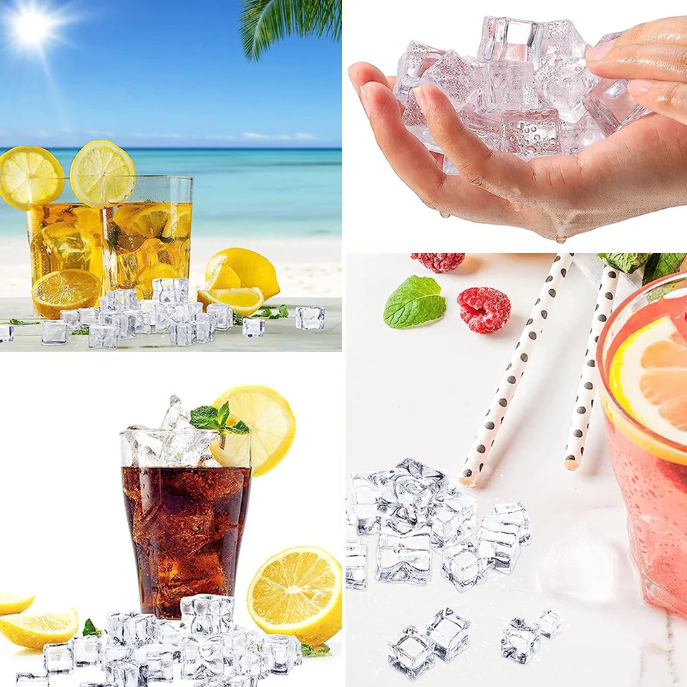 Reusable Fake Ice Cubes Highly Transparent Artificial Ice Cubes for Photography Accessories Props Decoration