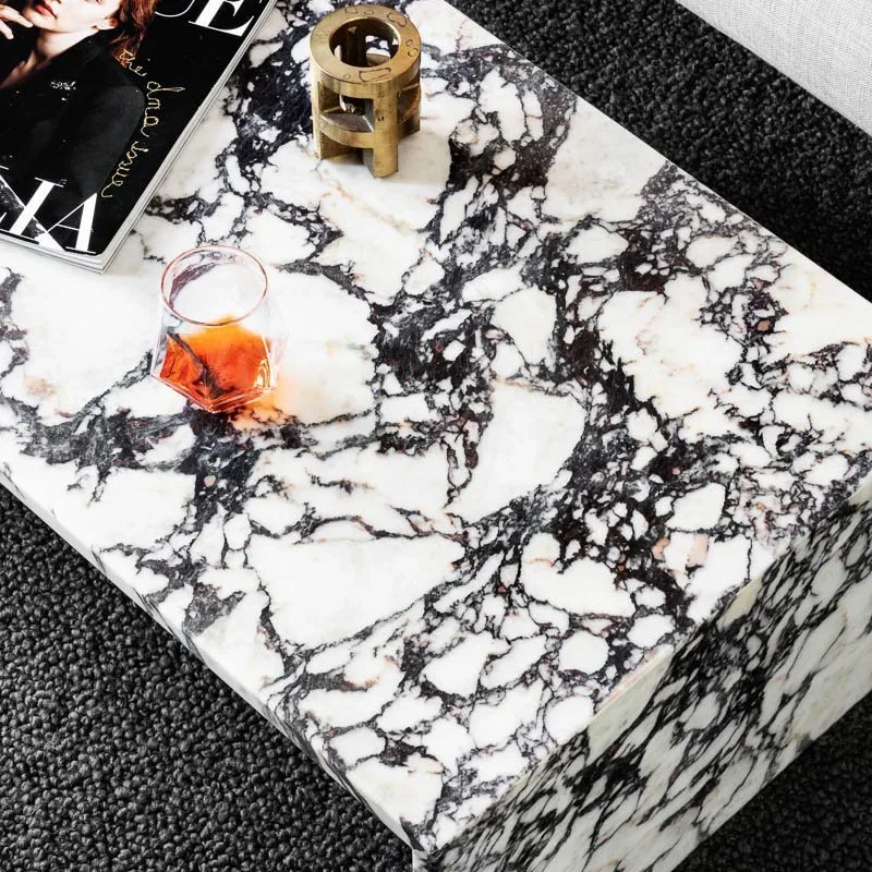 

Private Custom Contemporary Style Rectangle Stone Table Polished Calacatta Viola Modern Coffee Table for Living Room Furniture