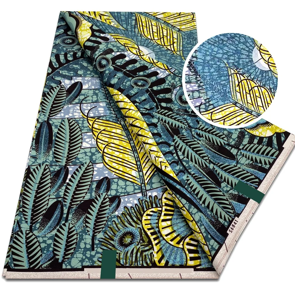 جديد الأفريقي الكبير سوبر الأفريقي بريق جلام الشمع النسيج 100% القطن أنقرة الشمع النسيج لينة الشمع الحقيقي بريق النسيج الذهبي 6 ياردة #3