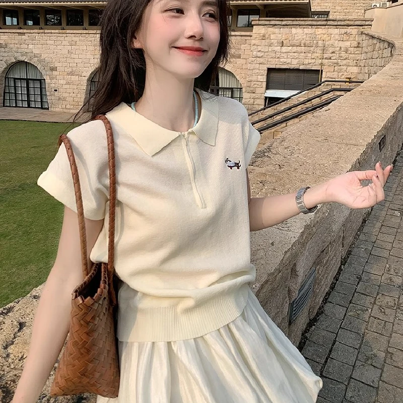 High-End Women's Knitted Short Sleeve Summer  Shirt New 2026 Fashion from Guangzhou Thirteenth Factory Oil South  Top