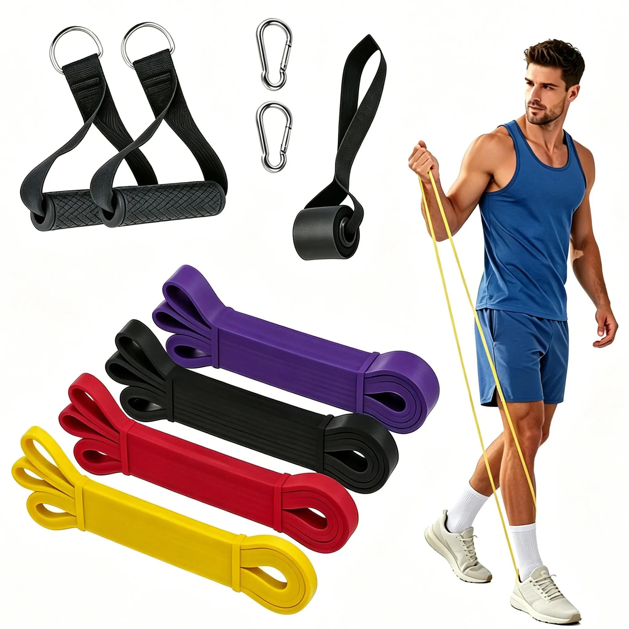 Men's Pull-Up Power Band Set, Horizontal Bar Assisted Elastic Rope, Home Full Body Muscle Strength Shaping Training Equipment